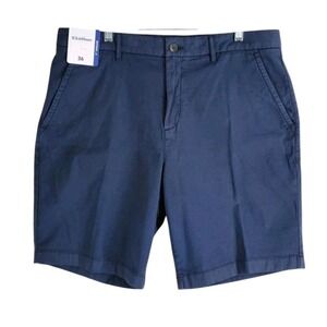 Caribbean Chino 9" Shorts Mens 36 Navy Blue Stretch Golf Flat Front (37x9) NWT